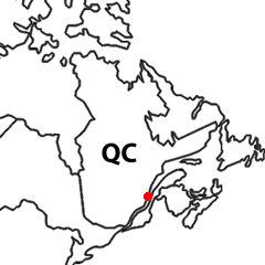 The location of Quebec, in the Canadian province of Quebec