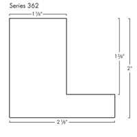 This large, L-shaped canvas floater frame features White w/Red Lines, and a 1-1/8 " flat face.

*Note: These solid wood, custom canvas floaters are for stretched canvas prints and paintings, and raised wood panels.